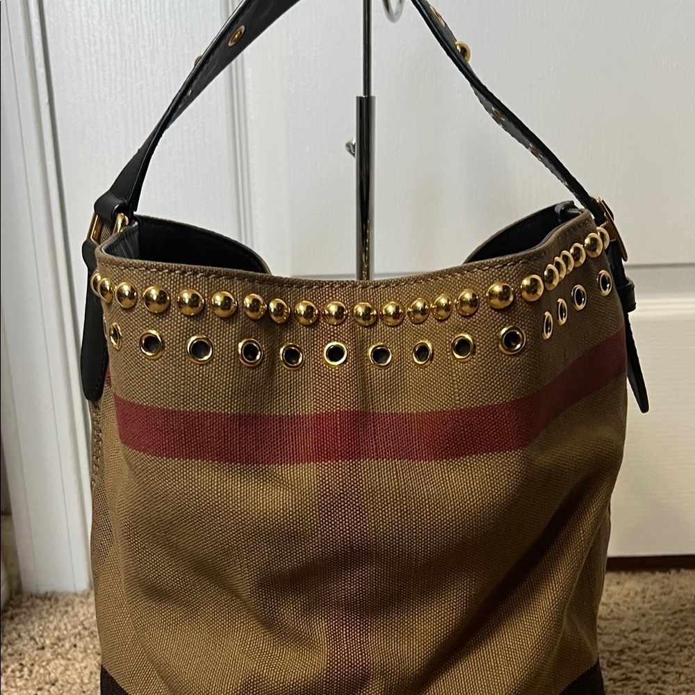 Stylish Brown and Black Studded Women's Bag - Picture 2 of 9